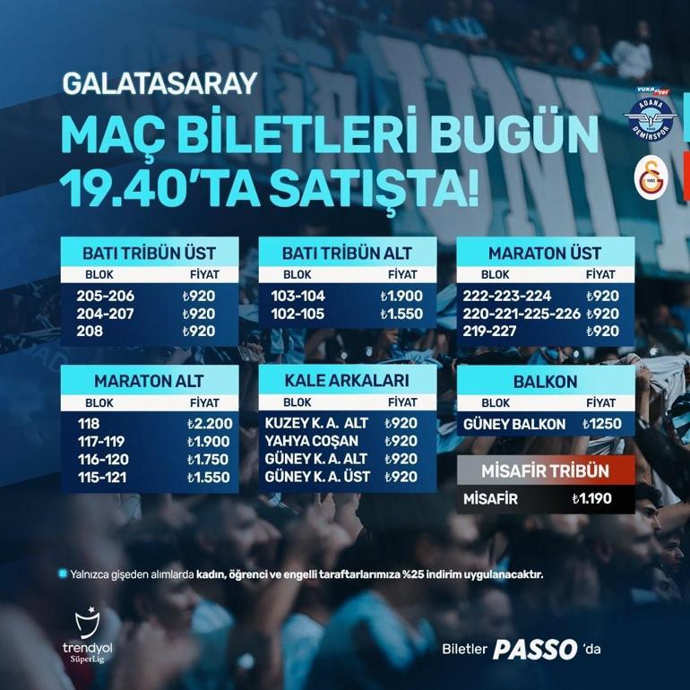 Adana Demirspor, Galatasaray maçının biletlerini satışa çıkardı